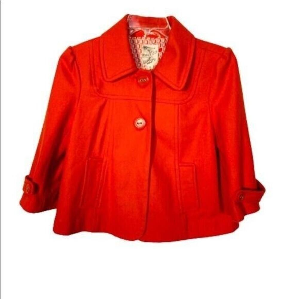 Tulle Orange Wool Blend Jacket Size Large